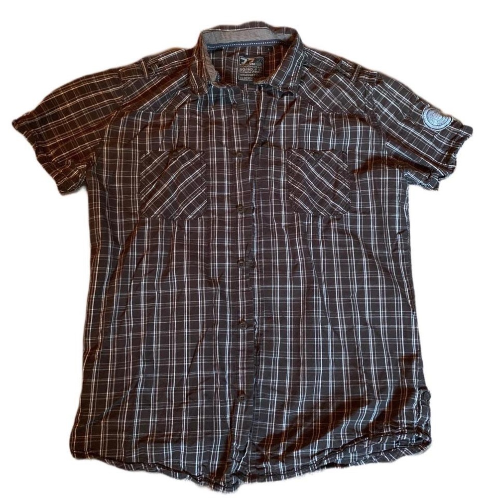 Men's Vintage Y2K Plaid Button-Up Shirt - Size Large